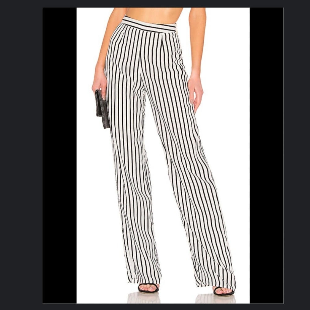 NBD X Naven Cara Stripe Nautical Office Outing Pants Sz M Black White